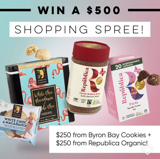 WIN a $500 Shopping Spree with Byron Bay Cookies & Republica Organic!