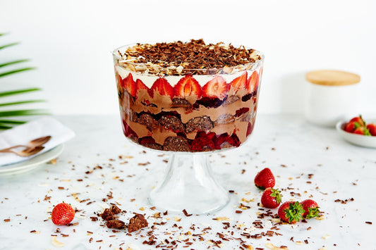 Chocolate and Strawberry Trifle Dessert with Rosella Lamington Cookies