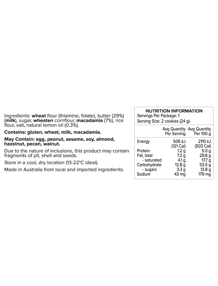 Lemon Macadamia Nut Cookie Bites 25g