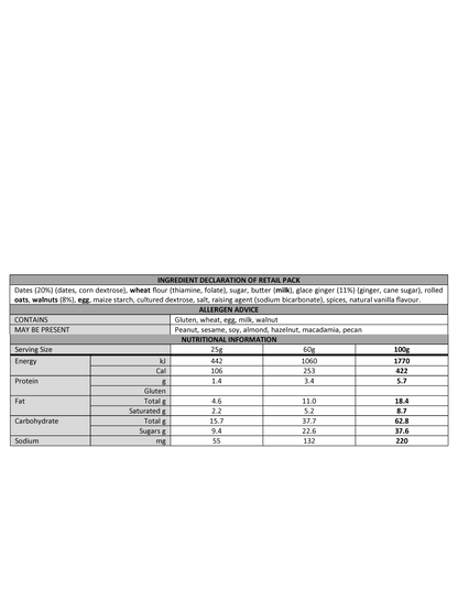 Sticky Date & Ginger Cafe Cookies 6 x 60g